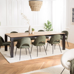 MAXENCE - Table à manger ext. 250/350x100cm teck recyclé pieds métal MAXENCE