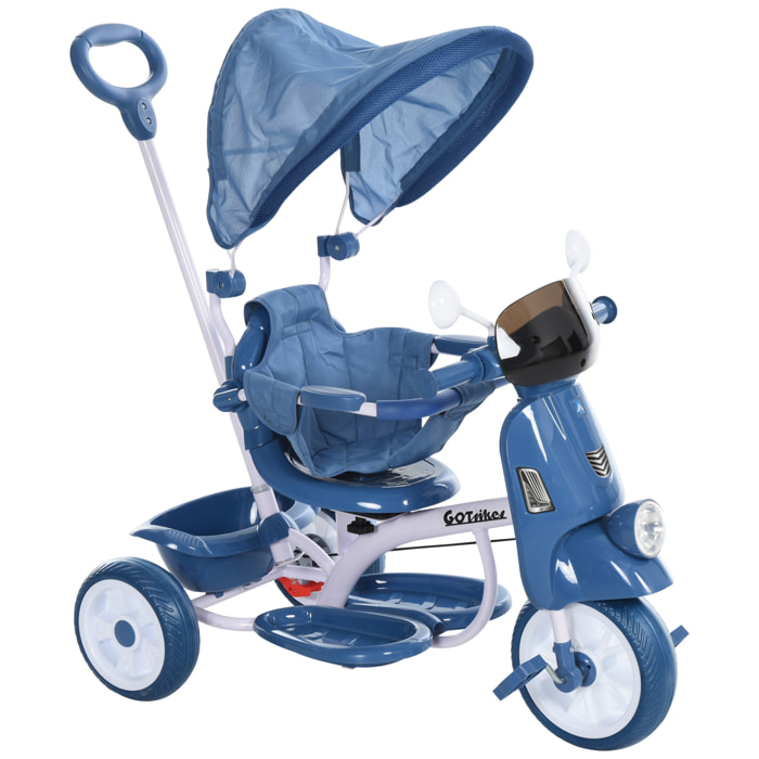 Triciclo Infantil con Luz y Música Barra de Seguridad Azul
