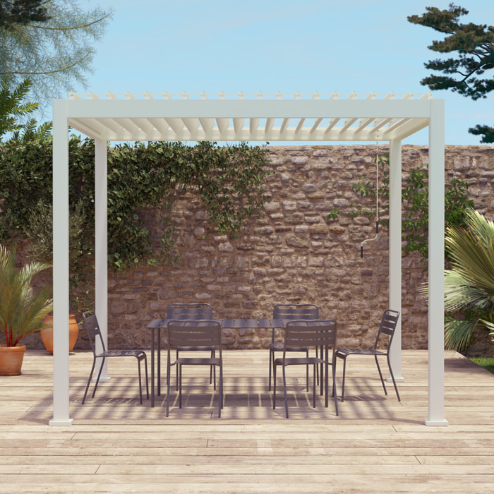 Pergola bioclimatique aluminium blanc Triomphe 3x3 m lames orientables