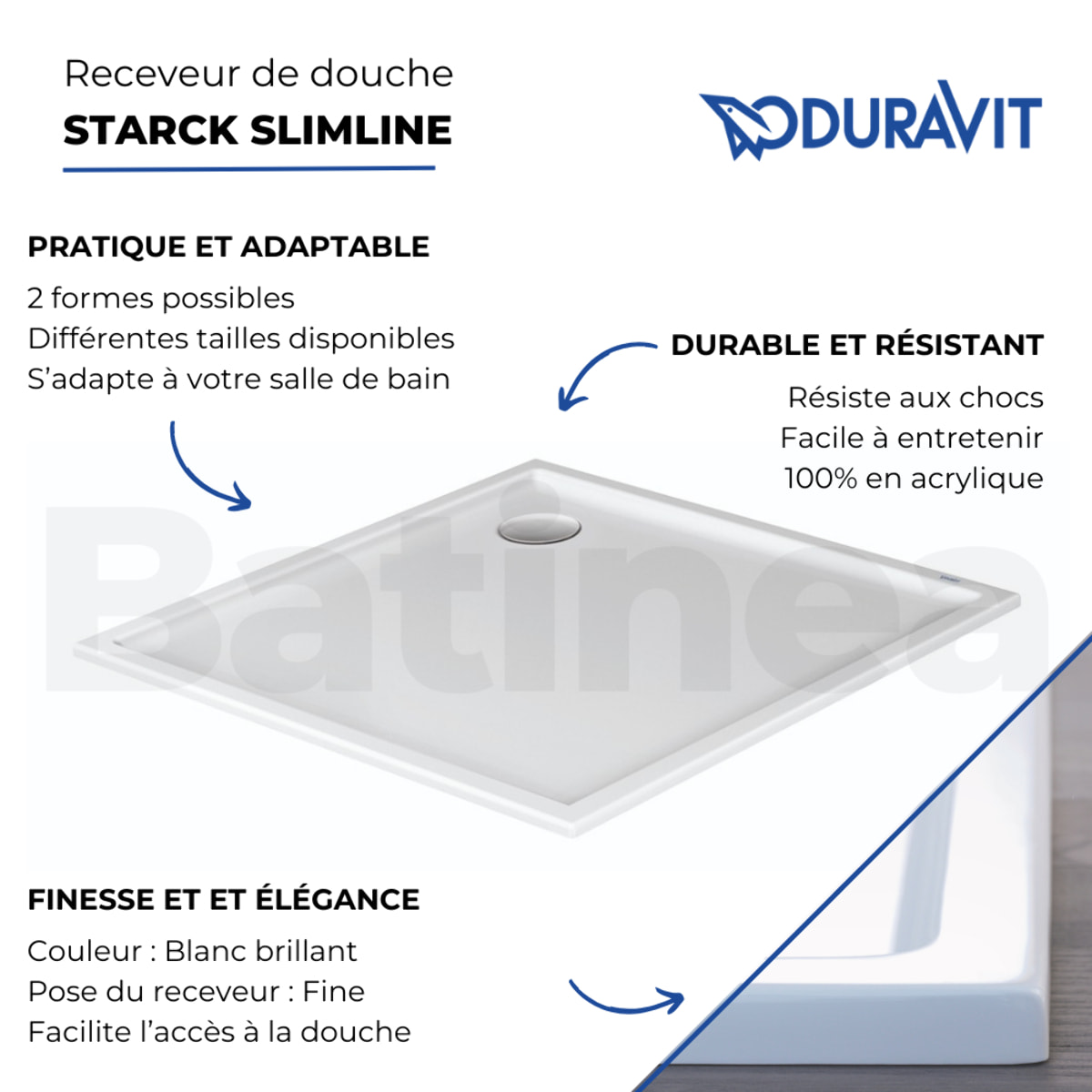 Receveur de douche 120 x 90 DURAVIT Starck Slimline