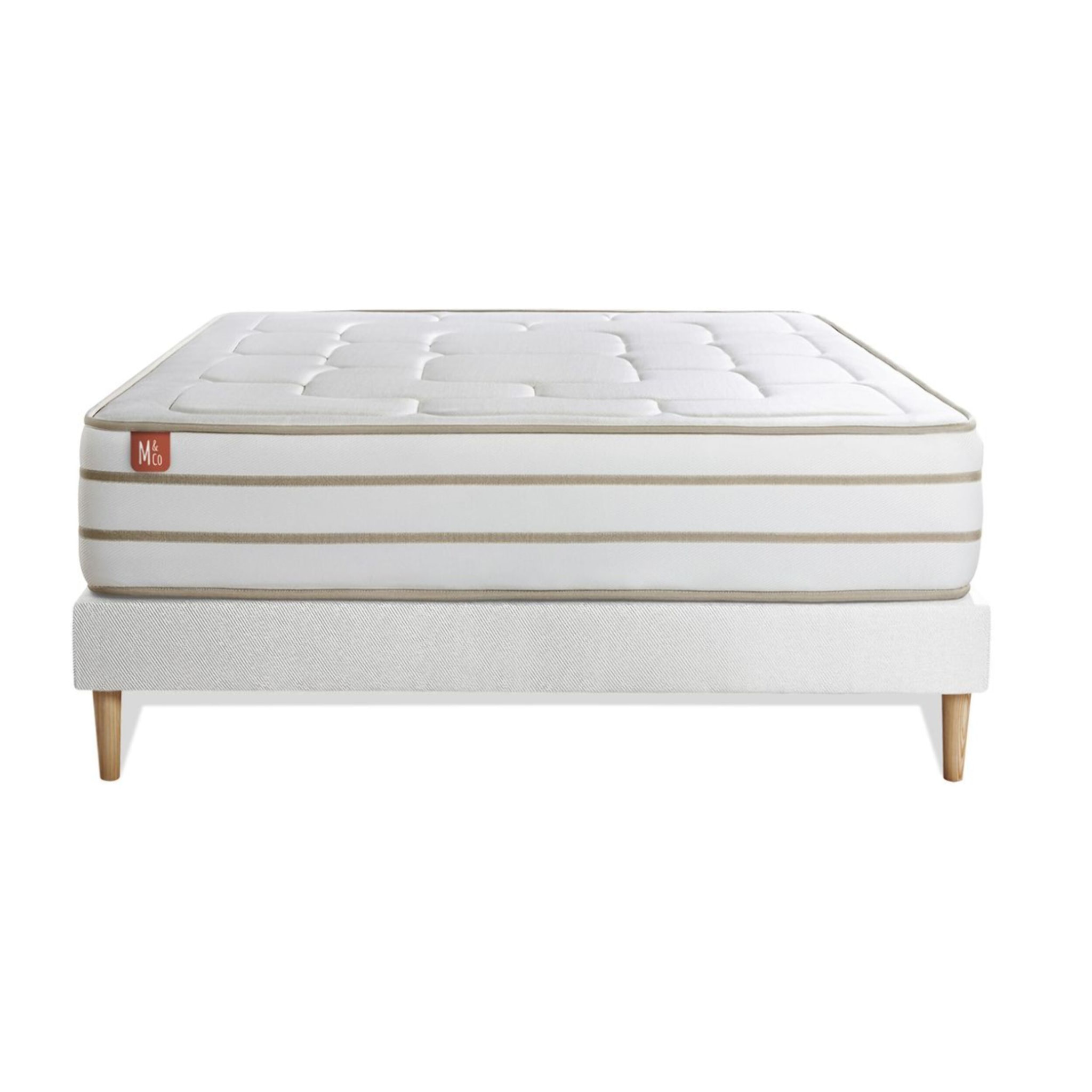 Ensemble Matelas Le Douillet - 26cm - Mémoire de forme - Matériaux éco-responsable - Sommier kit Blanc