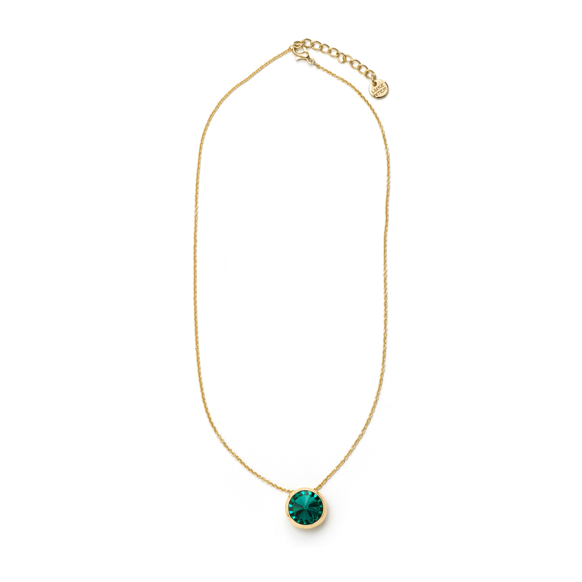 Collar de Cristal Verde acabado en oro amarillo de 18k