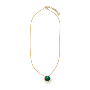 Collar de Cristal Verde acabado en oro amarillo de 18k