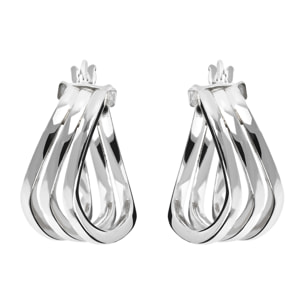 Orecchini Pendenti Triplo Cerchio in Argento 925 placcato Platino