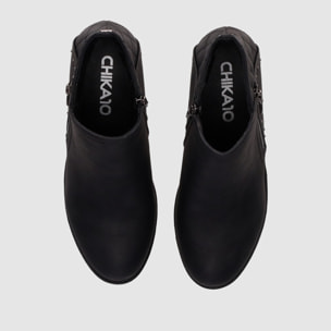 Botines de Piel Sintética - Negro - Tacón: 7 cm