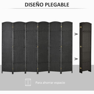 Biombo de 6 Paneles Separador de Ambientes Plegable 240x170 cm Biombo Separador de Ambientes para Salón Dormitorio Oficina Negro