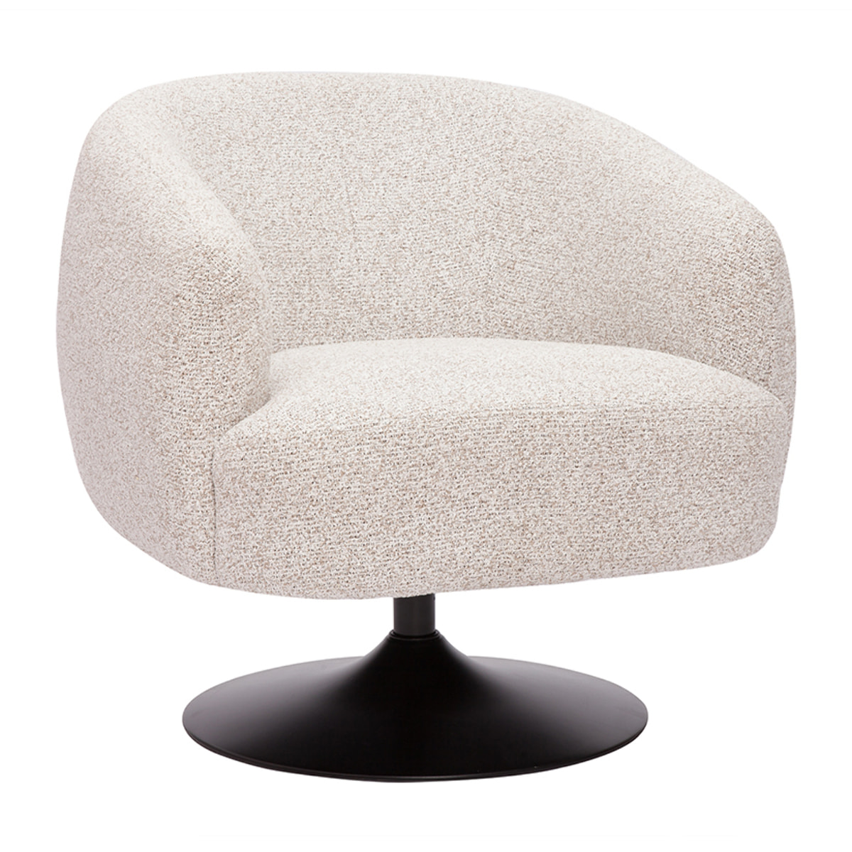 Fauteuil pivotant en tissu effet bouclette beige et métal noir BOWIE