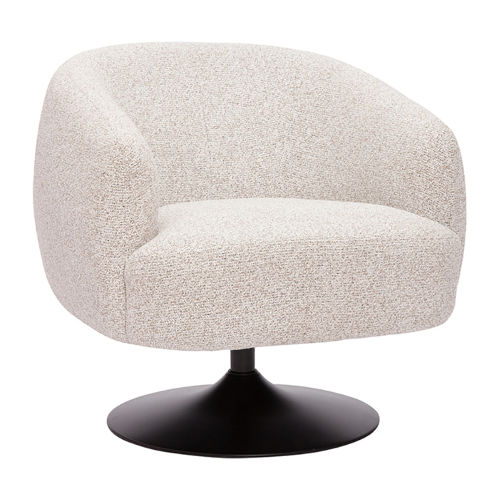 Fauteuil pivotant en tissu effet bouclette beige et métal noir BOWIE