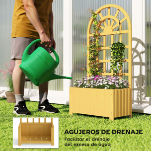 Jardinera con Enrejado de Madera, Jardinera Exterior Grande para Plantas Trepadoras, con Ofricios de Drenaje, Macetero Elevado para Jardín, Patio, Terraza, 60x30x120 cm, Natural