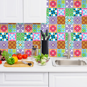 Stickers muraux - Sticker Mural Carrelage adhésif Cuisine Salle de Bain - 9 STICKERS CARREAUX DE CIMENT AZULEJOS VIZIA