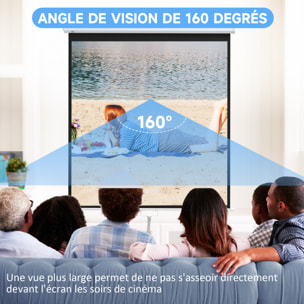 Écran de projection home-cinéma TV format 1:1 85 pouces 4K HD métal PVC blanc