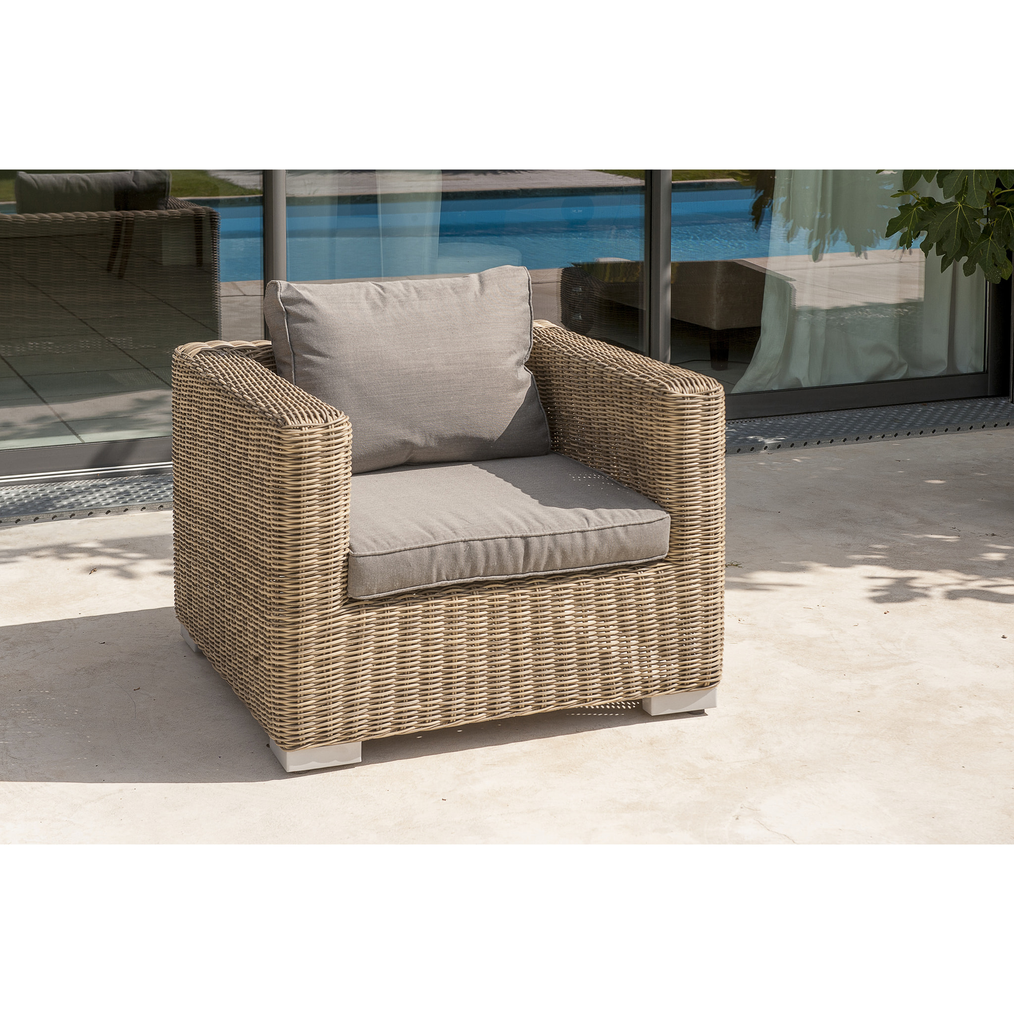 MONTMARTRE - Salon de jardin 4 places en résine tressée miel