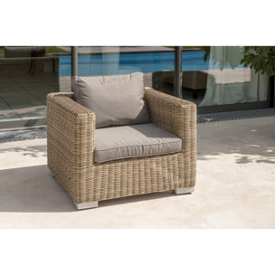 MONTMARTRE - Salon de jardin 4 places en résine tressée miel