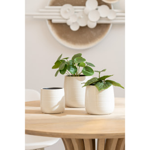 J-Line cache-pot Uni - céramique - blanc - large -  Ø 16.5 cm