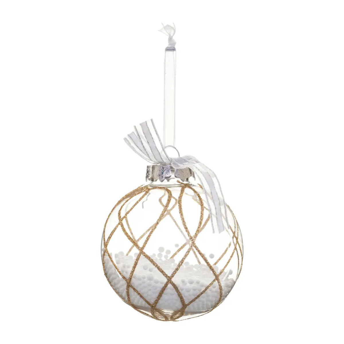 Boule avec billes à l'intérieur D.8cm or