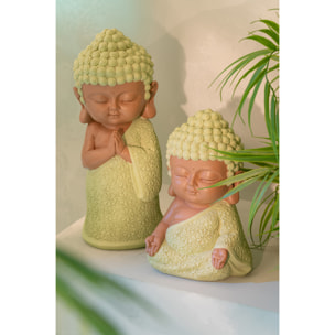 J-Line Moine Zen décoratif - polyrésine - vert menthe