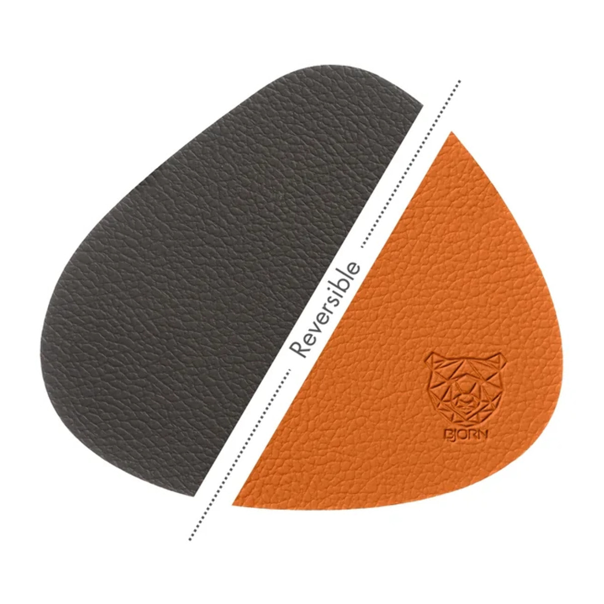 Sous-verre curve réversible - 6 pièces - Cuir recyclé orange et chocolat