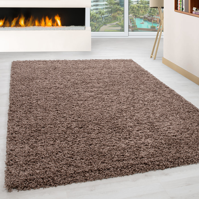 OTTAWA - Tapis rond shaggy uni Moka