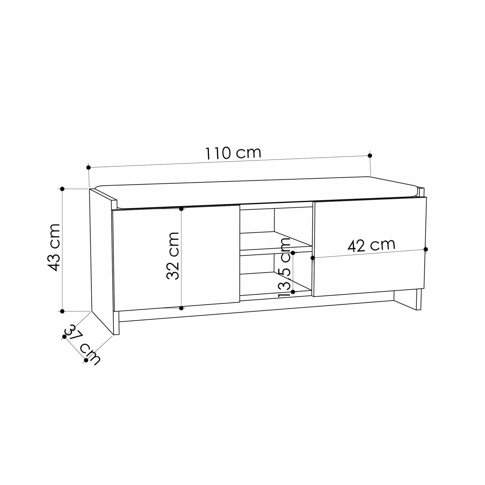 Scarpiera Dbarrec, Mobile portascarpe, Armadio da ingresso multiuso, Mobiletto per calzature, 110x37h43 cm, Antracite e Rovere