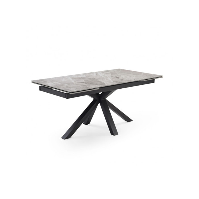 Table extensible en céramique gris brillant L160/240cm - 9 piètements - UNIK