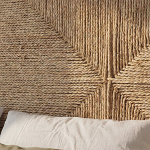 Tête de lit Agade -bois massif de manguier et jute-couleur noyer 162 x 80 x 3 cm