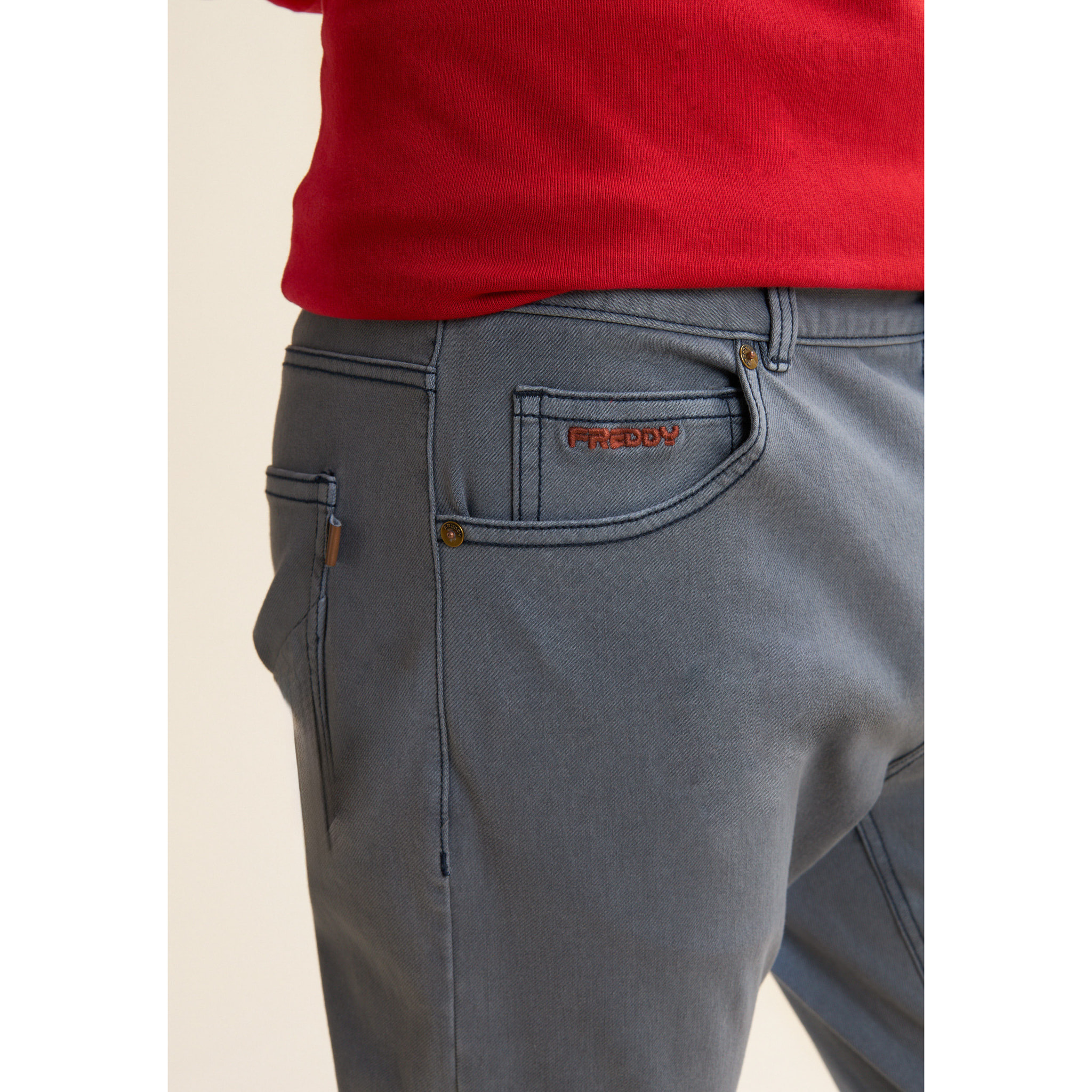 Jeans 5 Tasche Uomo Slim Fit Effetto Used in Bull Denim