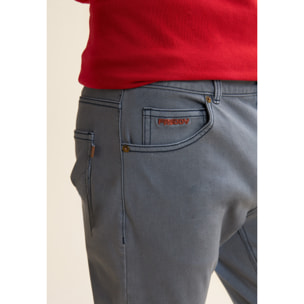 Jeans 5 Tasche Uomo Slim Fit Effetto Used in Bull Denim