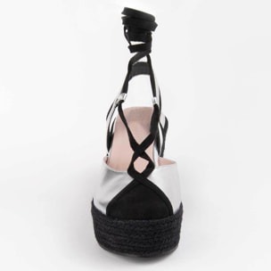 Alpargata De Cuña - Plateado - Altura: 8 Cm