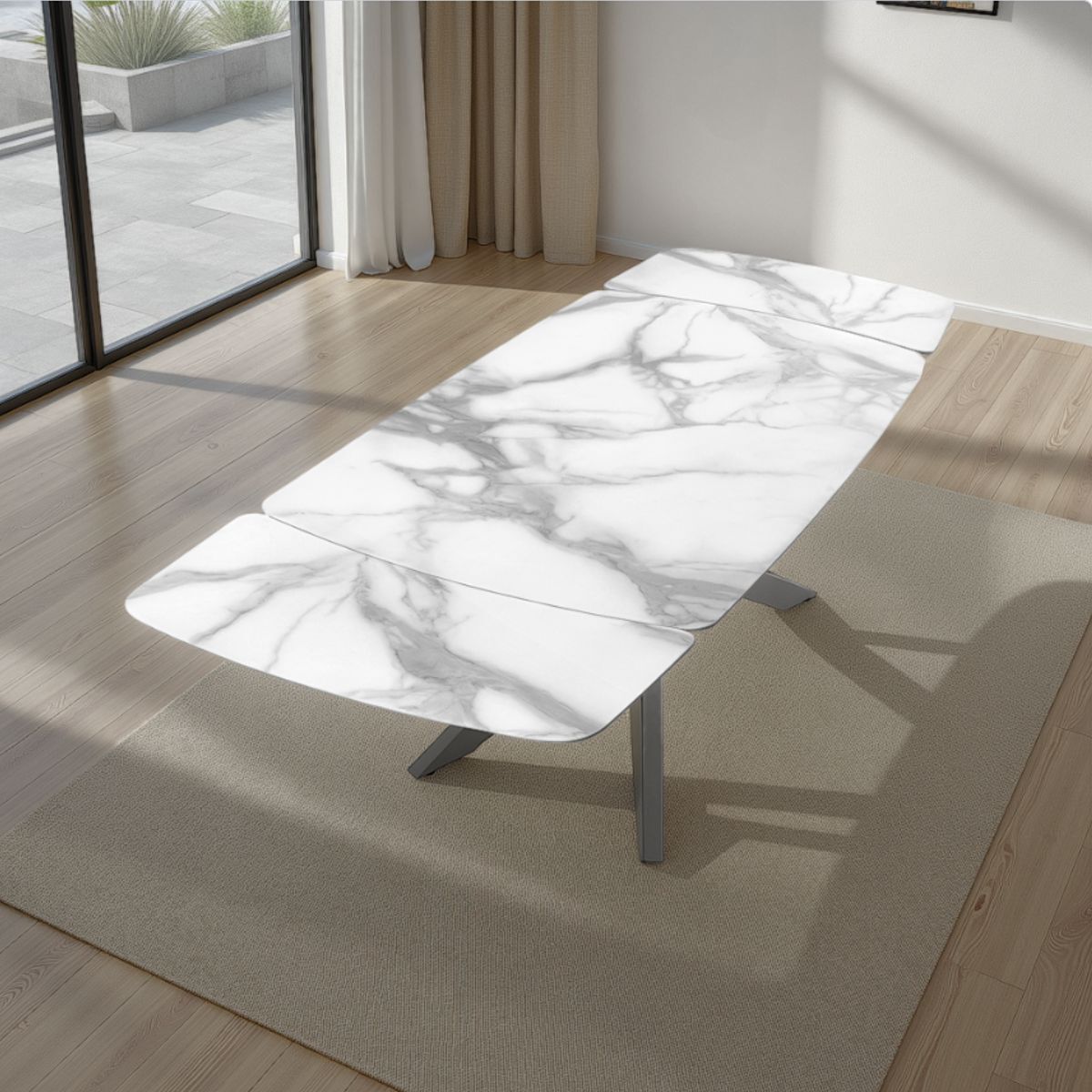 Tomasucci GEMY 160 MARBRE BLANC - PLATINE table ovale extensible