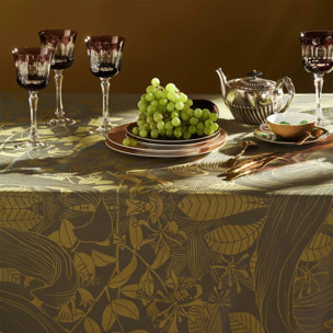 Chemin de table pur coton anti tache motif jacquard Super nature or pale