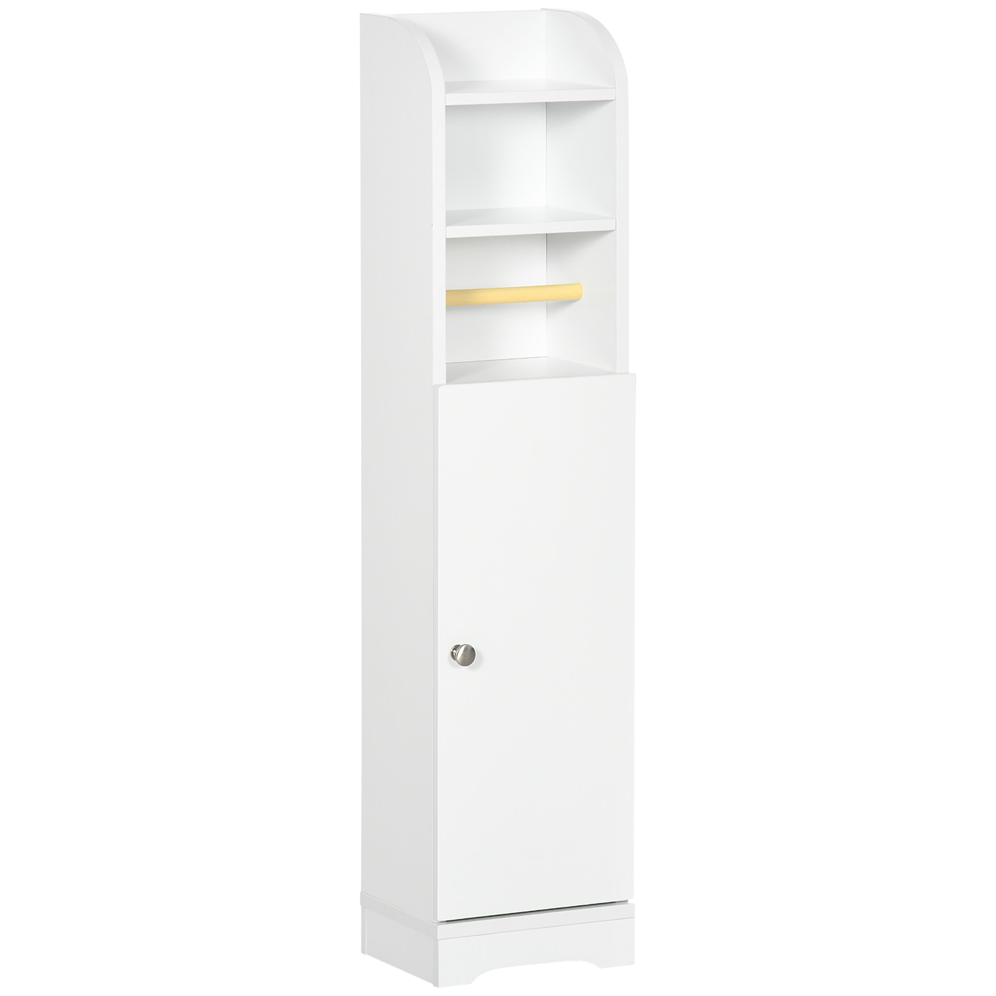 Armario de Baño Columna Auxiliar de Baño Armario Multiusos con Estante Ajustable y Portarrollos de Papel para Dormitorio 23x18x100 cm Blanco