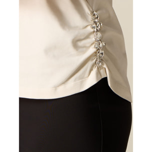 Oltre - T-shirt con dettaglio gioiello - Bianco