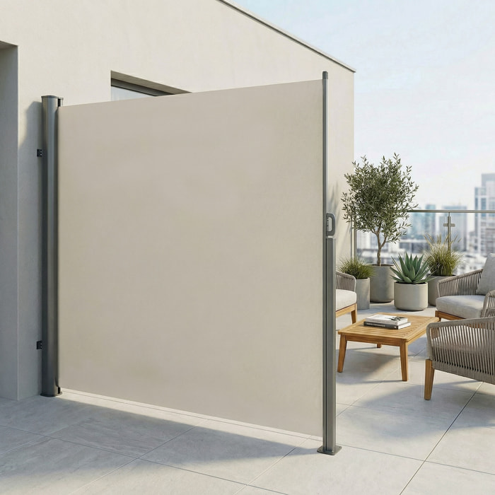 Tende Da Sole Paravento a Scorrimento Laterale Avvolgibile 180X300Cm. Corpo Interamente In Alluminio.Colore Beige