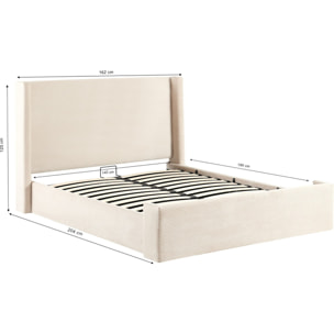 Lit avec tête de lit matelassée en velours côtelé - FRIDA