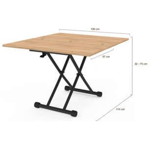 Table basse dinatoire Tribeca hauteur ajustable effet bois