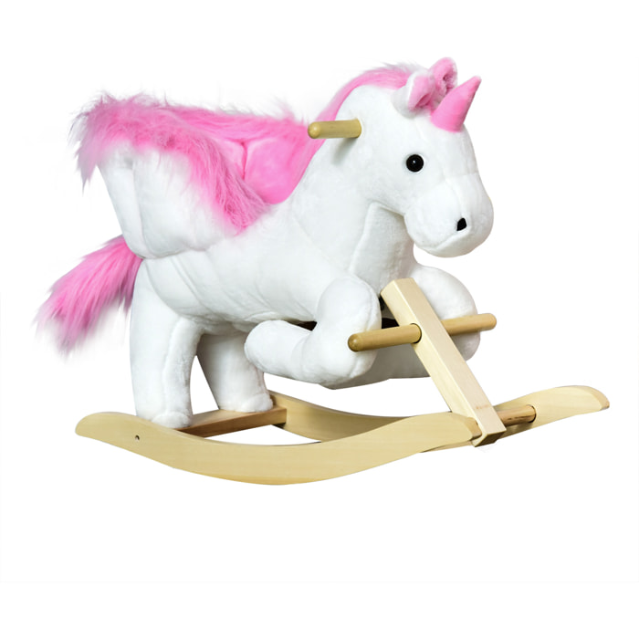 HOMCOM Cavallo a Dondolo a Forma di Unicorno - Bianco