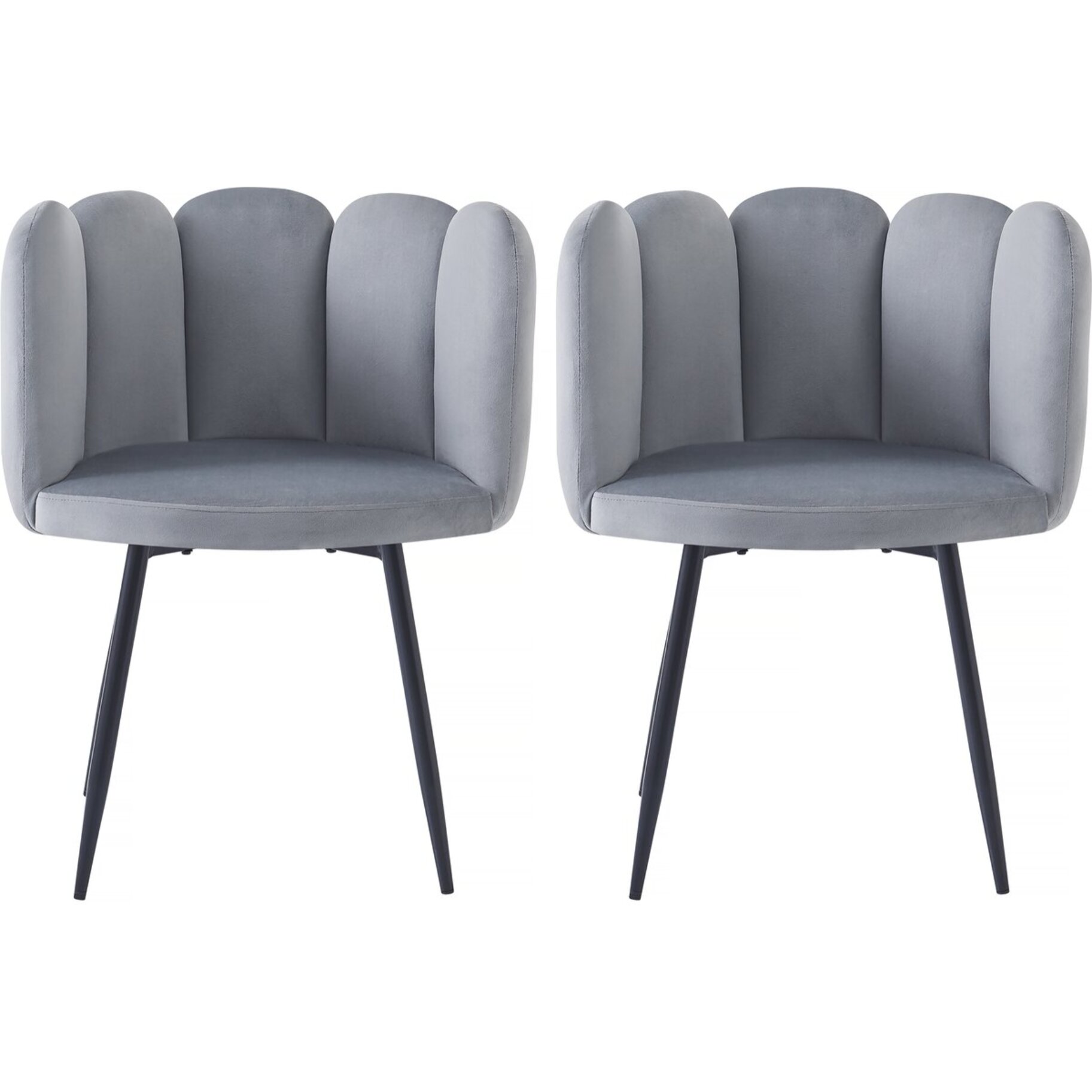 Lot de 2 chaises en velours "Capucine" - Gris