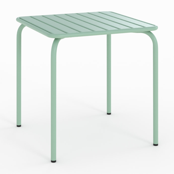 Table de jardin carrée en métal vert clair - Yumi