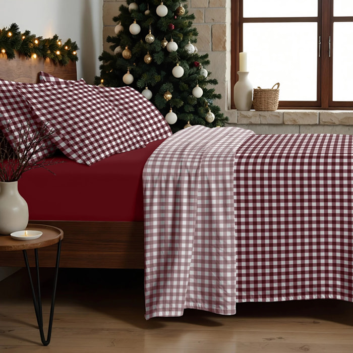 Parure de lit 100% coton Xmas Vichy