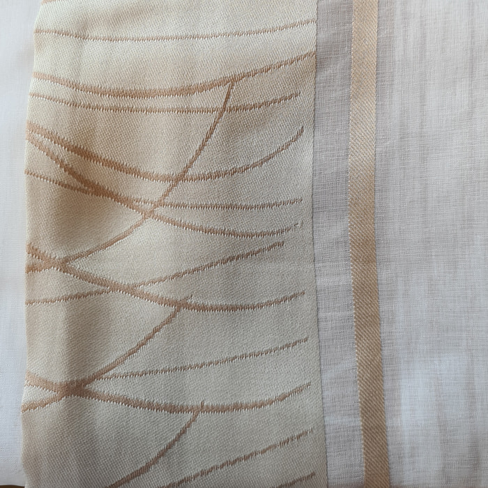 Voilage fantaisie en organza à rayures verticales design - Naturel