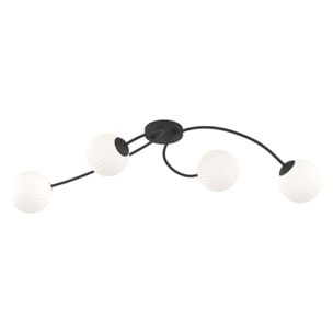 Lampada a sospensione Vibra in acciaio nero e vetro