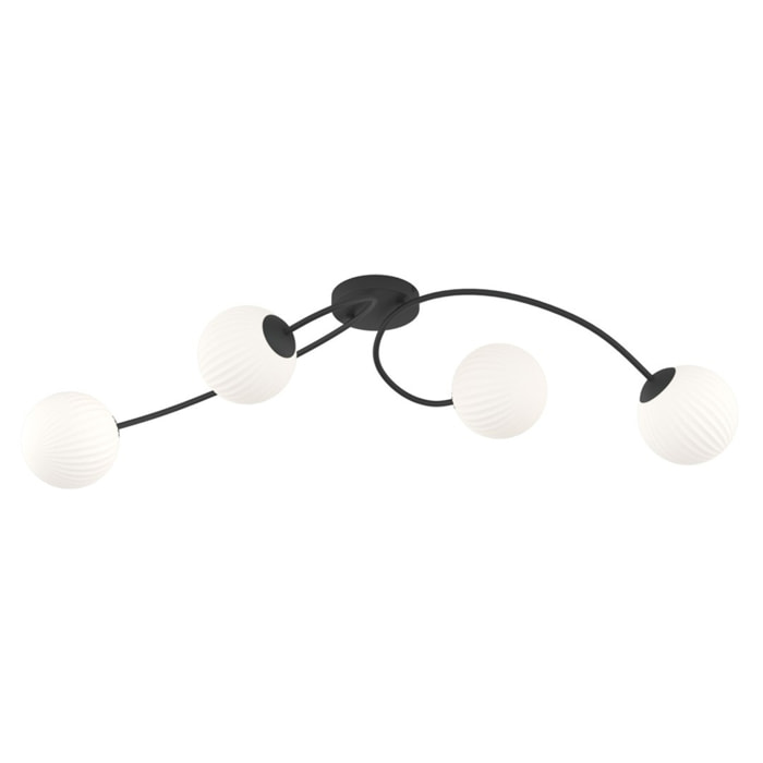 Lampada a sospensione Vibra in acciaio nero e vetro