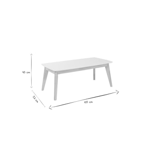 Table basse rectangulaire scandinave blanc et bois clair massif L105 cm LEENA