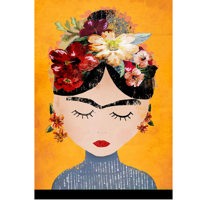 Tableau art frida kalho et sa couronne  Toile imprimée