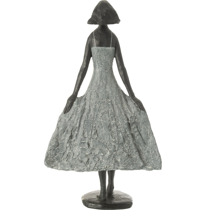 J-Line décoration Fille Regardant Ciel - polyrésine - noir/gris - large
