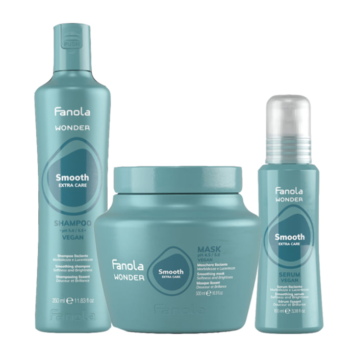 FANOLA Kit Wonder Smooth Shampoo 350ml + Mask 500ml + Serum 100ml