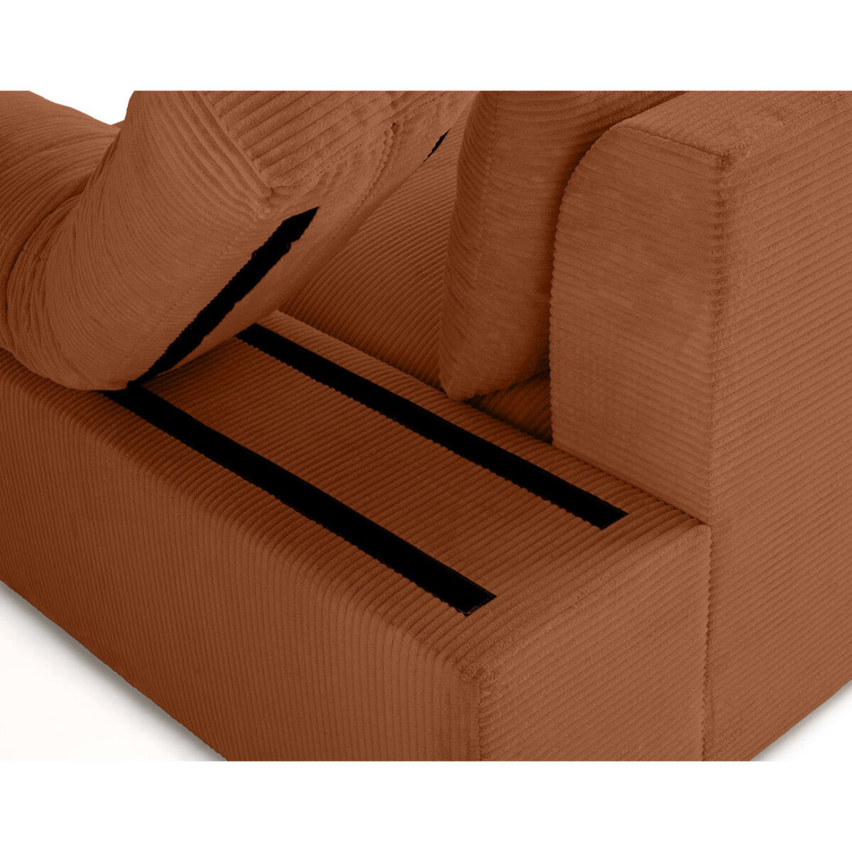 Aspen - canapé d'angle réversible 5 places - assise profonde - en velours côtelé - Terracotta