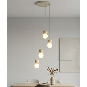 Lampada a sospensione LOOP in acciaio moka e legno