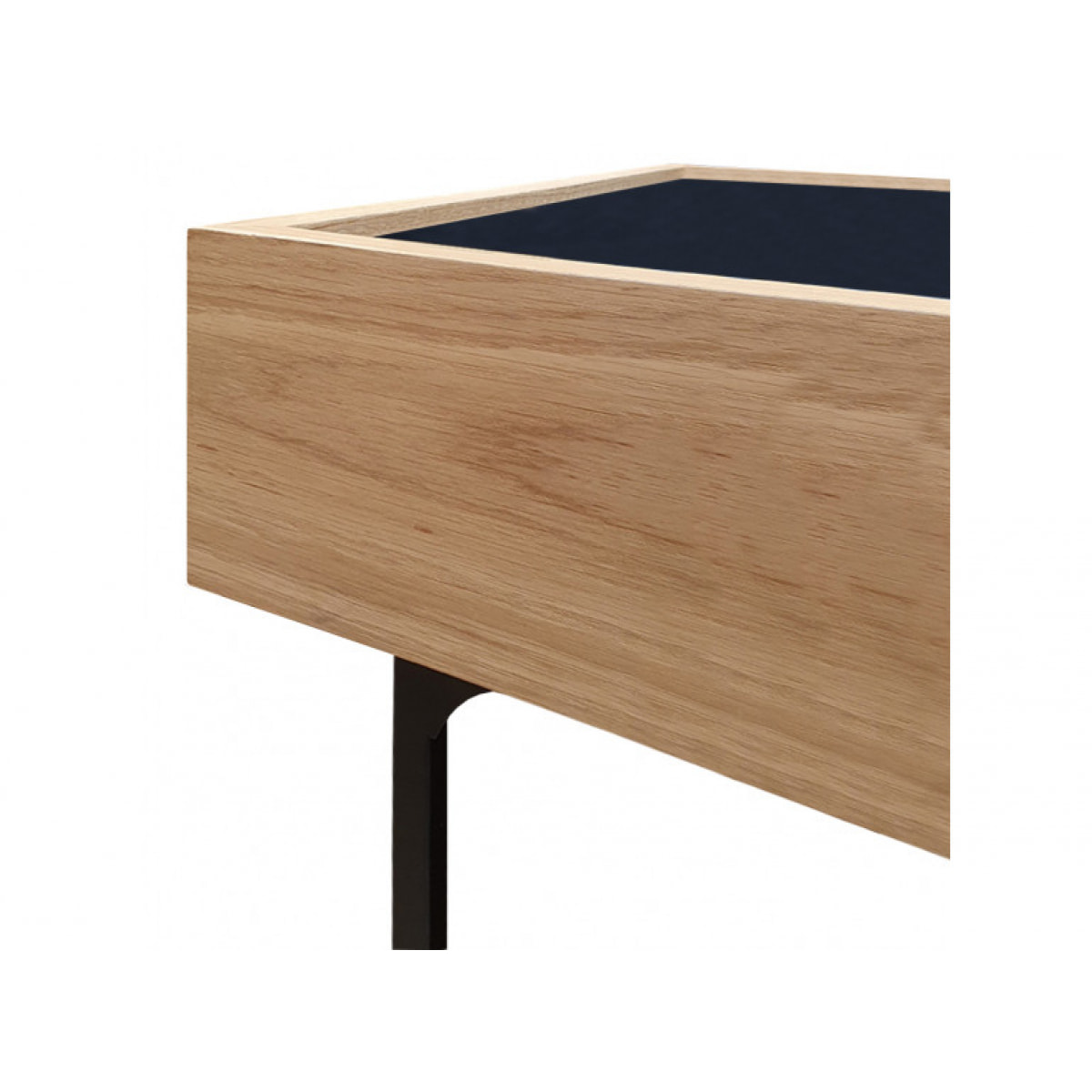 Table basse rectangulaire en bois et plateau en verre noir - GOUDE 724