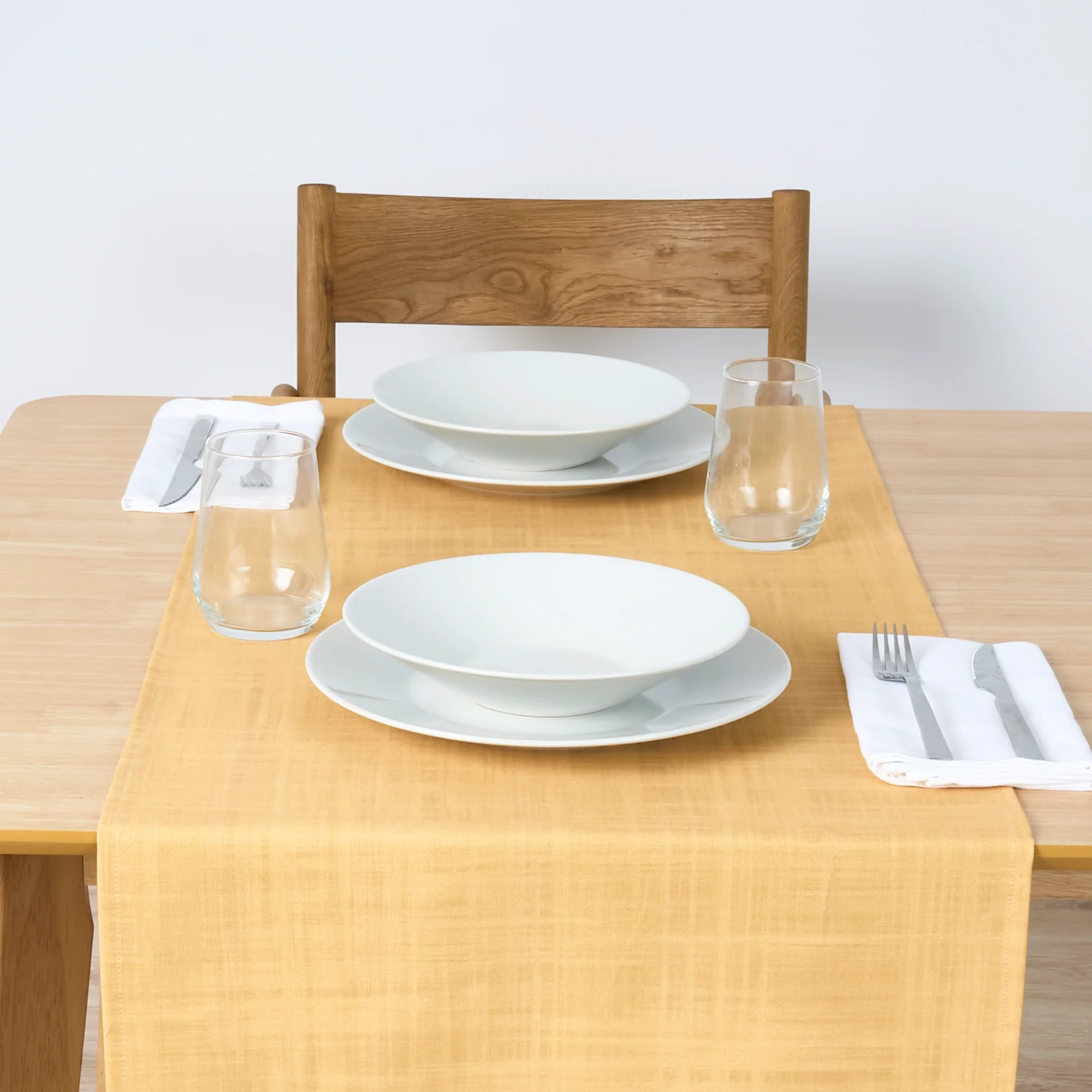 Chemin de table 100 % coton Lesa 125 2 - Moutarde 50x150 cm